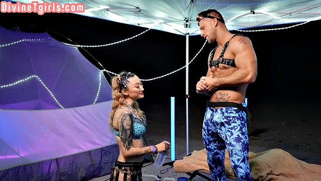 Tattooed trans doggypounded hard