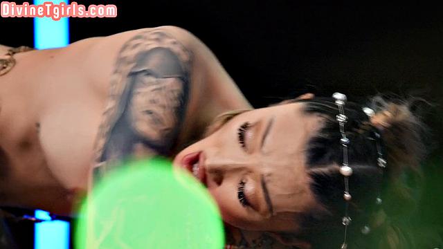 Tattooed trans doggypounded hard