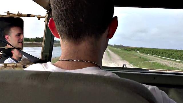 Watch these hot military guys deepthroating and taking it hard in the open air