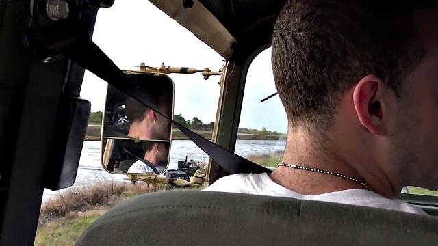 Watch these hot military guys deepthroating and taking it hard in the open air