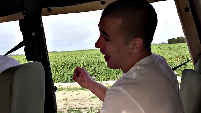 Watch these hot military guys deepthroating and taking it hard in the open air