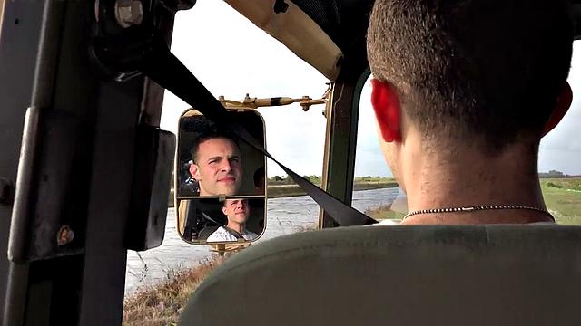 Watch these hot military guys deepthroating and taking it hard in the open air