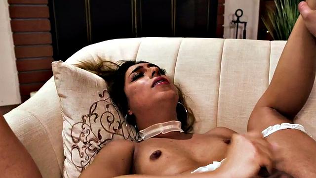 Transsexual beauty loves anal with nasty male