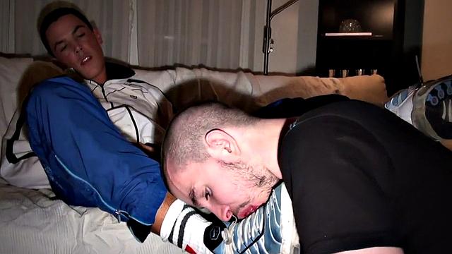 Sneakers fetish stud rimmed and sucked at home