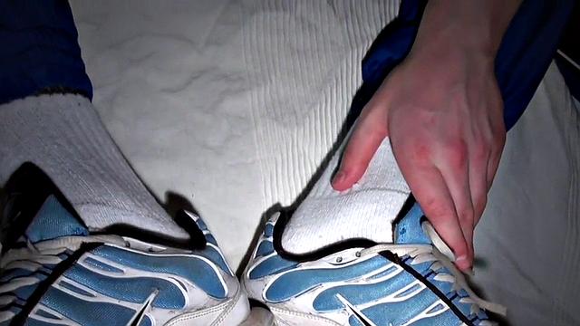 Sneakers fetish stud rimmed and sucked at home