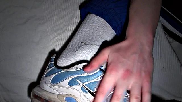 Sneakers fetish stud rimmed and sucked at home