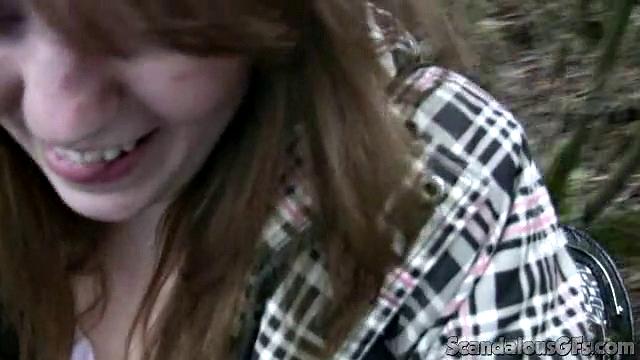 Sexy Horny Babe Sucks Cock Outdoors