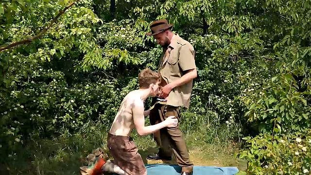 Young Leo Ocean is down at the canyon having a cigarette. Along comes Park Ranger Kaytton who spots young Ocean and is furious with him.