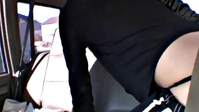 Petite teen stripping off in the back of a car