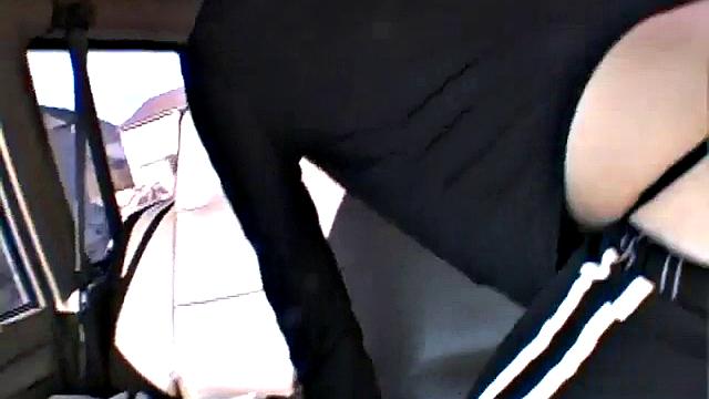 Petite teen stripping off in the back of a car