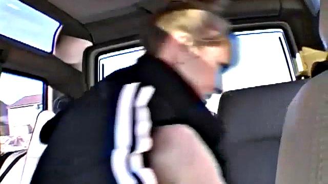 Petite teen stripping off in the back of a car