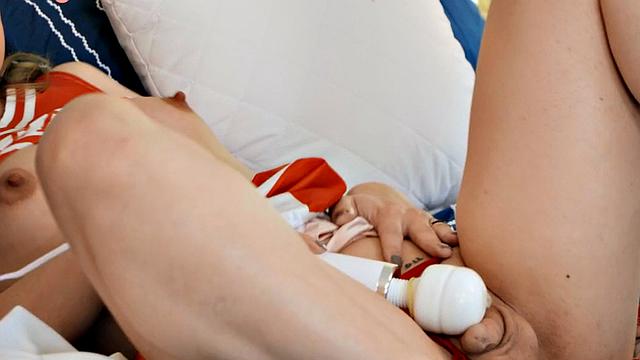 Trans cheerleader banged after playing with toys