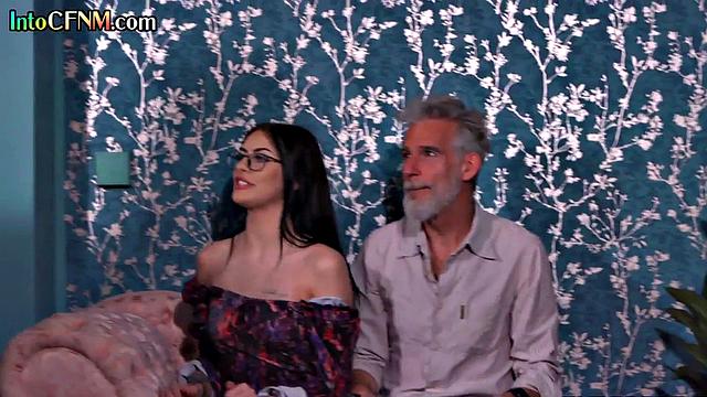 Horny CFNM babe gets banged by lucky DILF