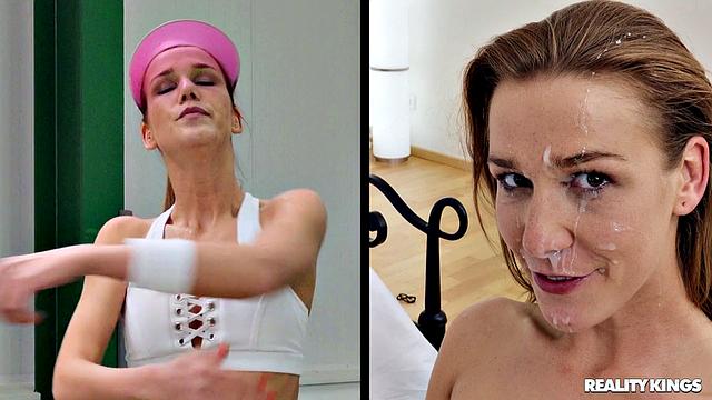 Алексис Кристал демонстрирует идеальный теннис с глубоким аналом и финишем на лицо от Дэнни Ди - спорт для взрослых по-взрослому, тут даже мяч не нужен!