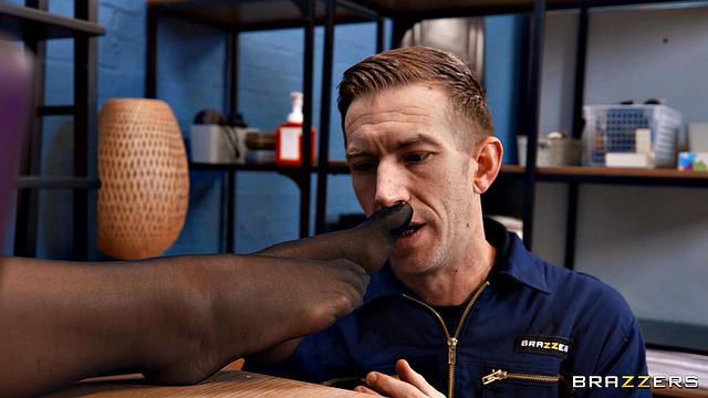 Sneaky Footjob For the Janitor