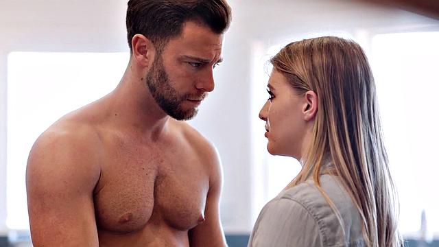 Passionate babe pussynailed and creampied in kitchen by BF