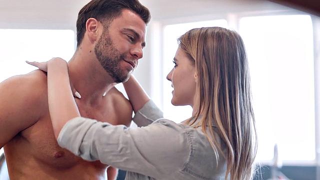 Passionate babe pussynailed and creampied in kitchen by BF