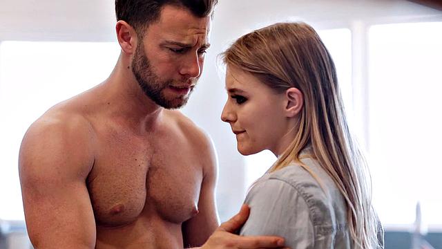 Passionate babe pussynailed and creampied in kitchen by BF