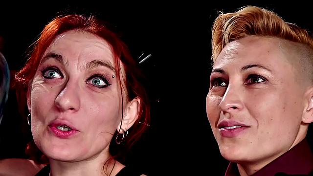 bdsm chicks whipped n waxed in public group session