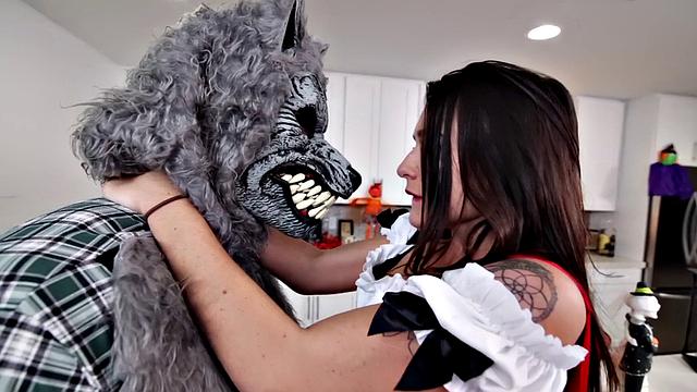 Spinner goes wild on Halloween night with ball licking, kitchen fucking & doggystyle pounding