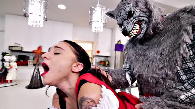 Spinner goes wild on Halloween night with ball licking, kitchen fucking & doggystyle pounding