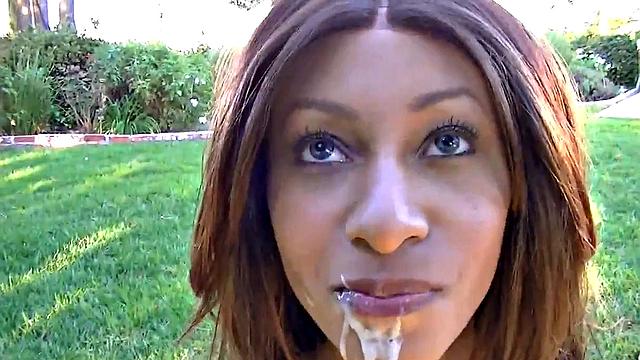 Watch Trisha, the teen with small tits, take on the Three Guys in a wild outdoor blowbang