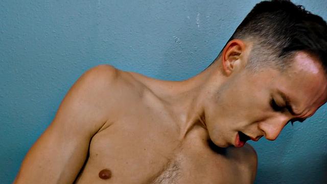 Muscled bottom sucks during sex in college