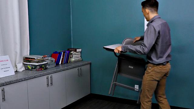 Muscled bottom sucks during sex in college