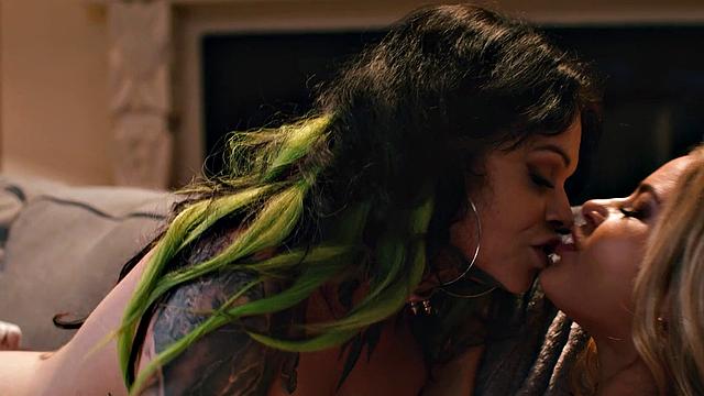 LEZ BE BAD - Horny Tattooed Xwife Karen Gets Wild With Hot Stepsister Nicole Aria! ROUGH SEX