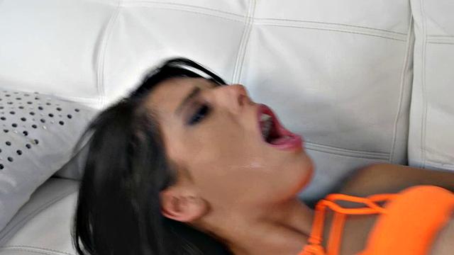 Gina, the tattooed Brazilian brunette, gets nailed hard in doggystyle and deepthroats like a pro!