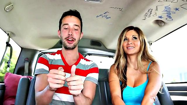 Blindfolded gay sucked by str8 cums on gay stud in public van