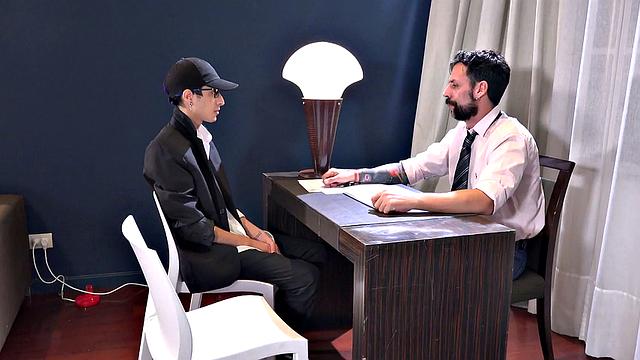 Skinny Latin twink barebacked by inked DILF in his ass