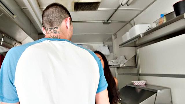 Latin babe Taco For Sale gets her tight pussy drilled in reverse cowgirl outdoor car sex