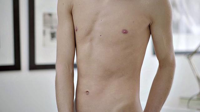 Thin twink shows off body and wanks before cumming