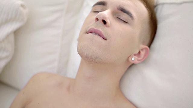 Thin twink shows off body and wanks before cumming