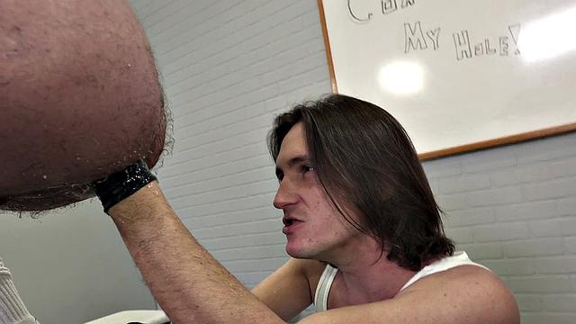 Fisting addict DILF fucked by stud with gloved hands