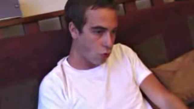 Back from shopping, Vincenzo is anxious to show off his new purchase. He strokes his cock on the sofa, before stripping his clothes off to show us his skater boy bpdy. Vincenzo brings out his new sex toy and begins lubing it up with his mouth.