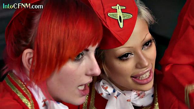 Uniform stewardesses in hj training