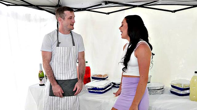 Hot brunette Alice Visby tips brother with pussy