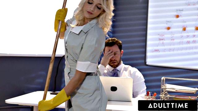 ADULT TIME - Sexy Office Maid Kenna James Teases Overworked Boss For Sneaky ANAL Affair