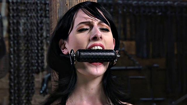 Whipped BDSM sub used by master while screaming