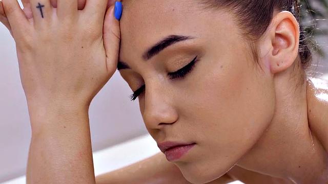 WAM babe rides black cock masseur after relax massage