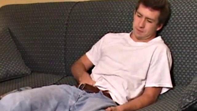 Donovan Woodside strokes his hard cock on camera and can't hold back
