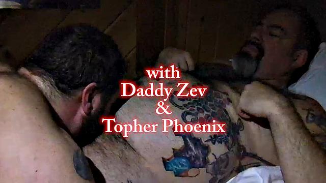 In his first ever amateur gay porn video, Topher Phoenix hooks up with Daddy Zev. Its clear Zev is a verbal pig, who knows what he wants and how to get his piglet to give it to him.