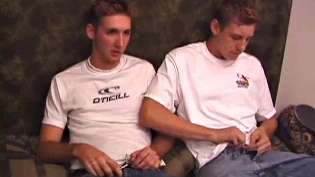 With some porn playing to inspire, Skylerr and Michael strip naked and start kissing. Michael sucks on Skylerr's cock, and then they switch places.