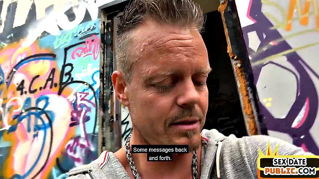 Pulled horny slut bouncing cock outdoor