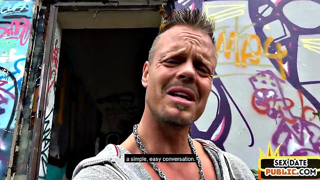 Pulled horny slut bouncing cock outdoor