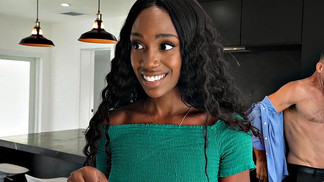 Petite ebony 21yo rides guy's cock