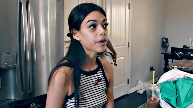 Petite lesbian model licked by gf during photoshoot