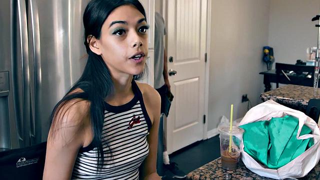 Petite lesbian model licked by gf during photoshoot